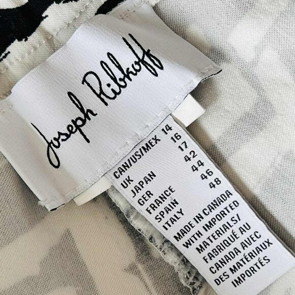 Joseph Ribkoff Black & White Graffiti Stretch Viscose Ankle Pants – US 14 - Picture 8 of 8